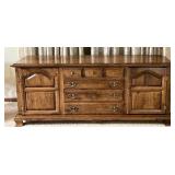 Solid Wood 6-Drawer and 2-Door Sideboard Buffet Cabinet