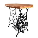 Vintage Cast Iron Treadle Sewing Machine Base Table with Wood Top