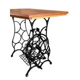 Vintage Cast Iron Treadle Sewing Machine Base Table with Wood Top