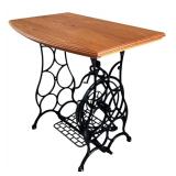 Vintage Cast Iron Treadle Sewing Machine Base Table with Wood Top