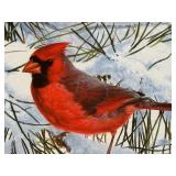 Marc R. Hanson Framed Print Red Pine and Northern Cardinals