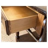 Vintage Wooden Drop-Leaf Tea Cart with Drawer and Wheels