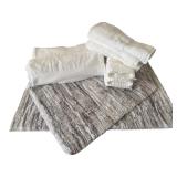 Set of 2 Luxe Soft Hotel Bath Rugs and 6 White Towels