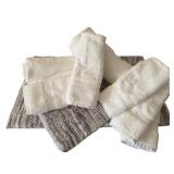 Set of 2 Luxe Soft Hotel Bath Rugs and 6 White Towels