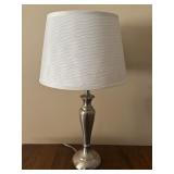 27-Inch Table Lamp with Brushed Metal Base and Textured White Shade