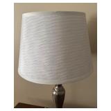 27-Inch Table Lamp with Brushed Metal Base and Textured White Shade