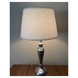 27-Inch Table Lamp with Brushed Metal Base and Textured White Shade