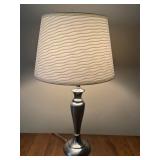 27-Inch Table Lamp with Brushed Metal Base and Textured White Shade