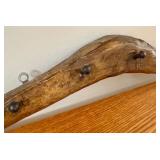Rustic Wooden Wall-Mounted Coat Rack with Wooden Pegs