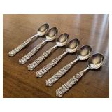 Set of 6 Danish Demitasse Spoons 4 Inch Floral Pattern
