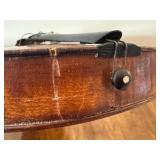 Vintage Full-Size Violin with Decorative Back, Needs Repair