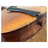 Vintage Full-Size Violin with Decorative Back, Needs Repair