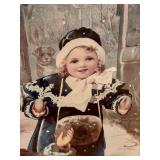 LR - Framed Vintage Winter Print of Children Playing in Snow