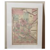 1877 Hand-Colored Antique Map of Minnesota by Gray
