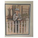 Set of 2 Jamie Bedford Framed Vintage Prints of Children with Rabbits