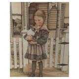 Set of 2 Jamie Bedford Framed Vintage Prints of Children with Rabbits
