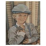 Set of 2 Jamie Bedford Framed Vintage Prints of Children with Rabbits