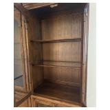 Large Wood China Cabinet with Glass Doors and Brass Handles