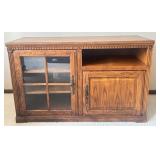 Wood Media Stand with Glass and Solid Doors