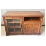 Wood Media Stand with Glass and Solid Doors