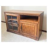 Wood Media Stand with Glass and Solid Doors