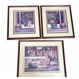 Set of 3 Framed B. Cummings Toy Shop Prints 1985