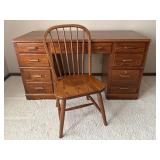 Lexington Solid Oak Office Desk with Wooden Chair
