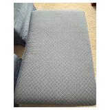 Pair of Broyhill Upholstered Armchairs with Ottoman in Blue Floral Pattern