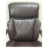 Adjustable Brown Faux Leather Office Chair with Armrests