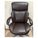 Adjustable Brown Faux Leather Office Chair with Armrests