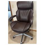 Adjustable Brown Faux Leather Office Chair with Armrests