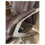 Adjustable Brown Faux Leather Office Chair with Armrests