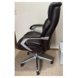 Adjustable Brown Faux Leather Office Chair with Armrests