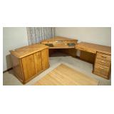 Winners Only Inc. Oak Corner L-Shaped Desk with Drawers and Cabinet