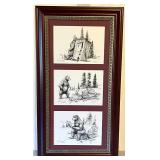 Framed Art Print and 2 Framed Comic Prints