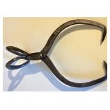 Antique Iron Ice Block Tongs with Large Handles