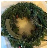 Decorative Holiday Wreath with Red and Gold Ornaments