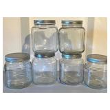 Set of 6 Clear Glass Storage Jars with Metal Lids