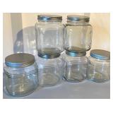 Set of 6 Clear Glass Storage Jars with Metal Lids