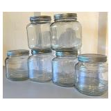 Set of 6 Clear Glass Storage Jars with Metal Lids