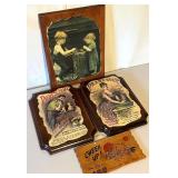 Collection of 4 Vintage Style Wooden Wall Plaques with Pears Soap and Cheer Up Designs