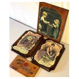 Collection of 4 Vintage Style Wooden Wall Plaques with Pears Soap and Cheer Up Designs
