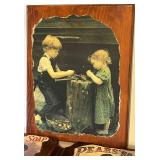 Collection of 4 Vintage Style Wooden Wall Plaques with Pears Soap and Cheer Up Designs