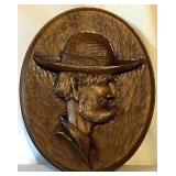 Set of 2 Carved Wood Portrait Plaques with 4 Decorative Hanging Bells