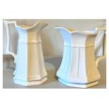 Set of 8 White Milk Glass Pitchers, Vases, and Compotes Assorted Styles
