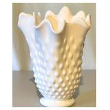 Set of 8 White Milk Glass Pitchers, Vases, and Compotes Assorted Styles