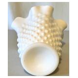 Set of 8 White Milk Glass Pitchers, Vases, and Compotes Assorted Styles