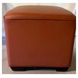 Brown Faux Leather Ottoman with Casters