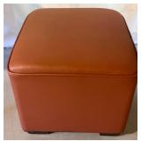 Brown Faux Leather Ottoman with Casters