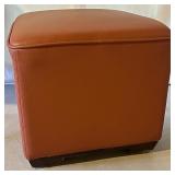 Brown Faux Leather Ottoman with Casters